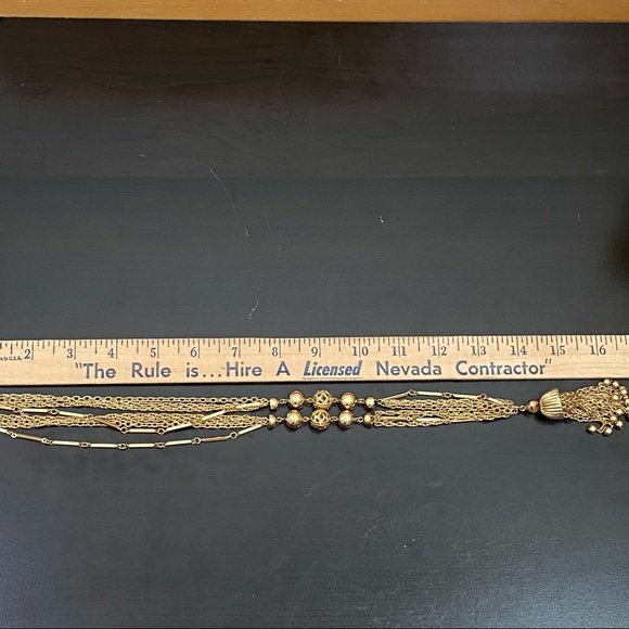 Vintage Unsigned Multi-Strand Chain Tassel Long Necklace - Picture 6 of 10